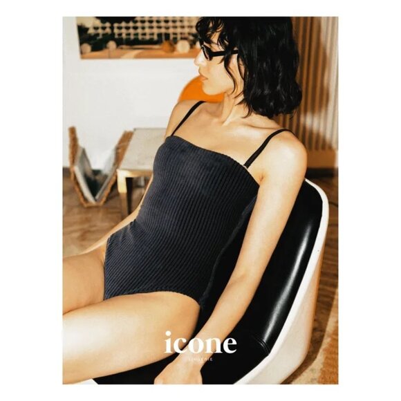 ICONE ! Bea Ribbed Velvet Bodysuit, Slate Grey (US/UK8) - Picture 3 of 11